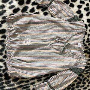 Free people cute stripe shirt with crochet detail in excellent condition